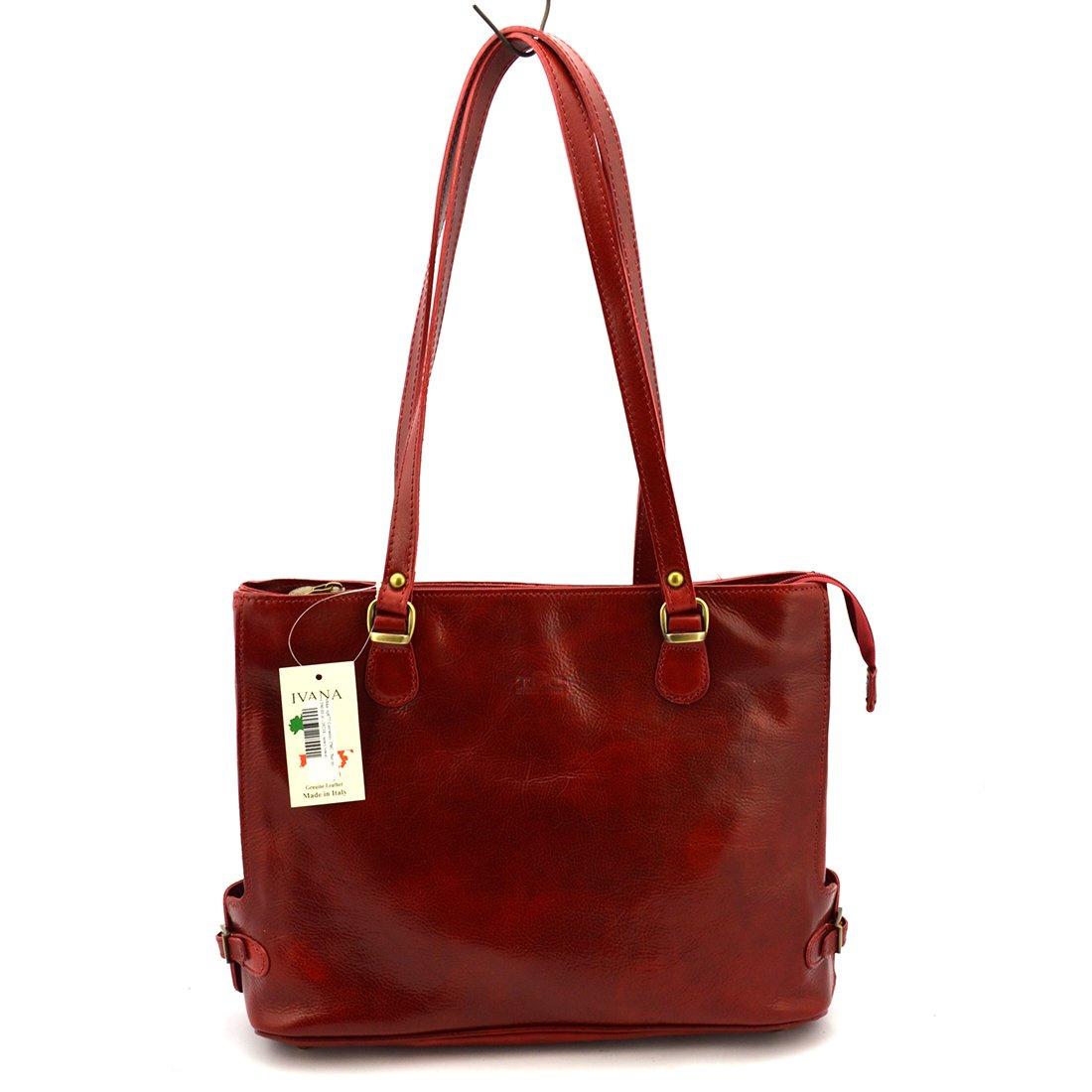Skórzana elegancka shopperbag pojemna na ramię z kieszeniami Florence