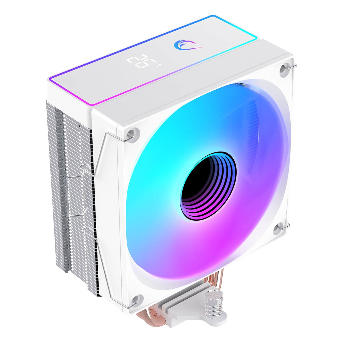 Rampage Octagon B70 Chłodzenie powietrzne CPU 120MM ARGB, wyświetlacz temperatury, białe OCTAGONB70-WHITE