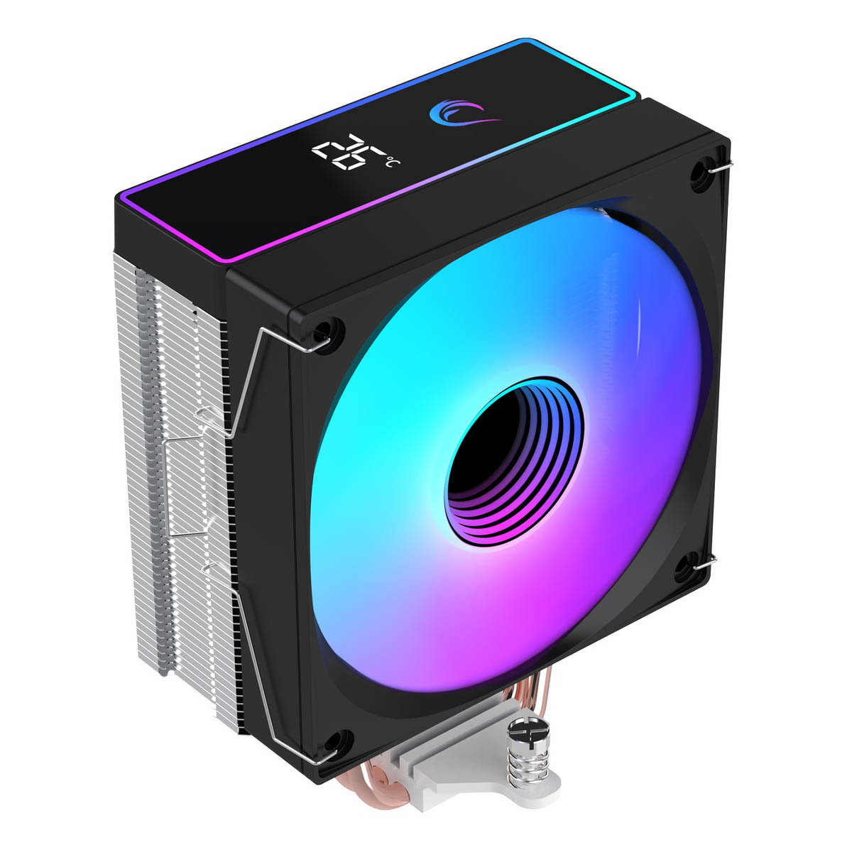 Rampage Octagon B70 Chłodzenie powietrzne CPU 120MM ARGB, wyświetlacz temperatury, czarne OCTAGONB70-BLACK