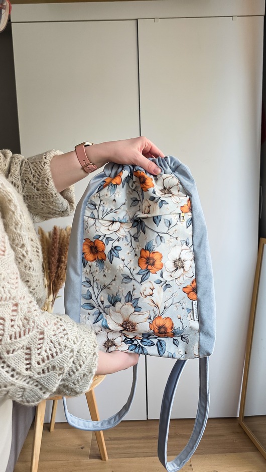 Torebko-plecak 2w1 Niebieskie Kwiaty