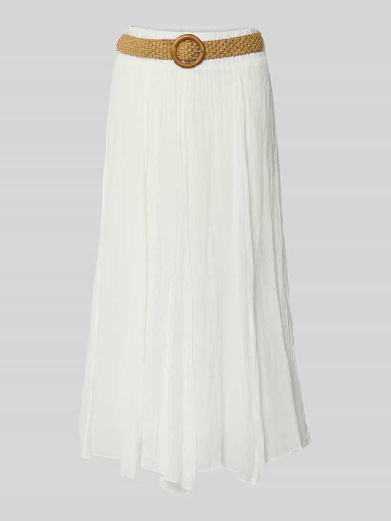 spódnica midi o kroju regular fit z mieszanki wiskozy z paskiem