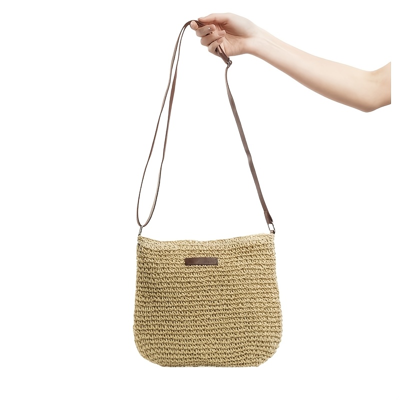 TEMU Damska torba crossbody, stylowa torba , letnia torba plażowa, koreańska wersja modnej, codzienne, uniwersalnej torby ze słomy, torba na telefon