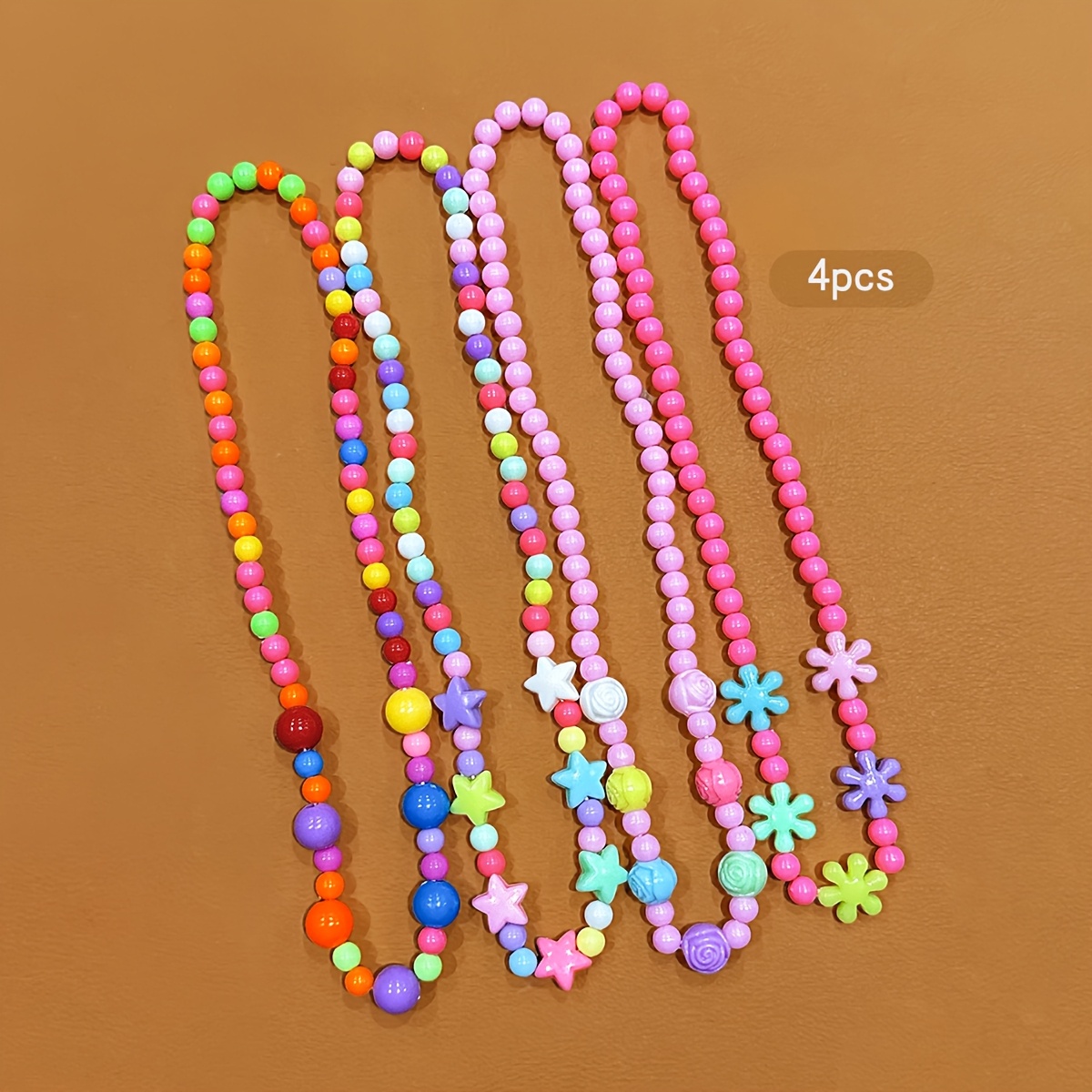 TEMU Cztery kolorowe, modne naszyjniki z uroczymi motywami gwiazdek i kwiatów dla kobiet