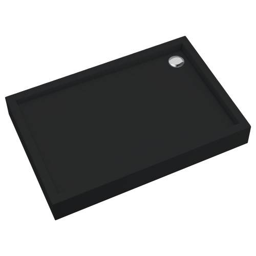Schedline Brodzik akrylowy zintegrowany z nośnikiem Stabilsound Plus® oraz obudową akrylową przeciągniętą do podłogi Favory Plus Black Mat (czarny matowy) 90x120x16 cm, prostokątny, Gwarancja 10 lat