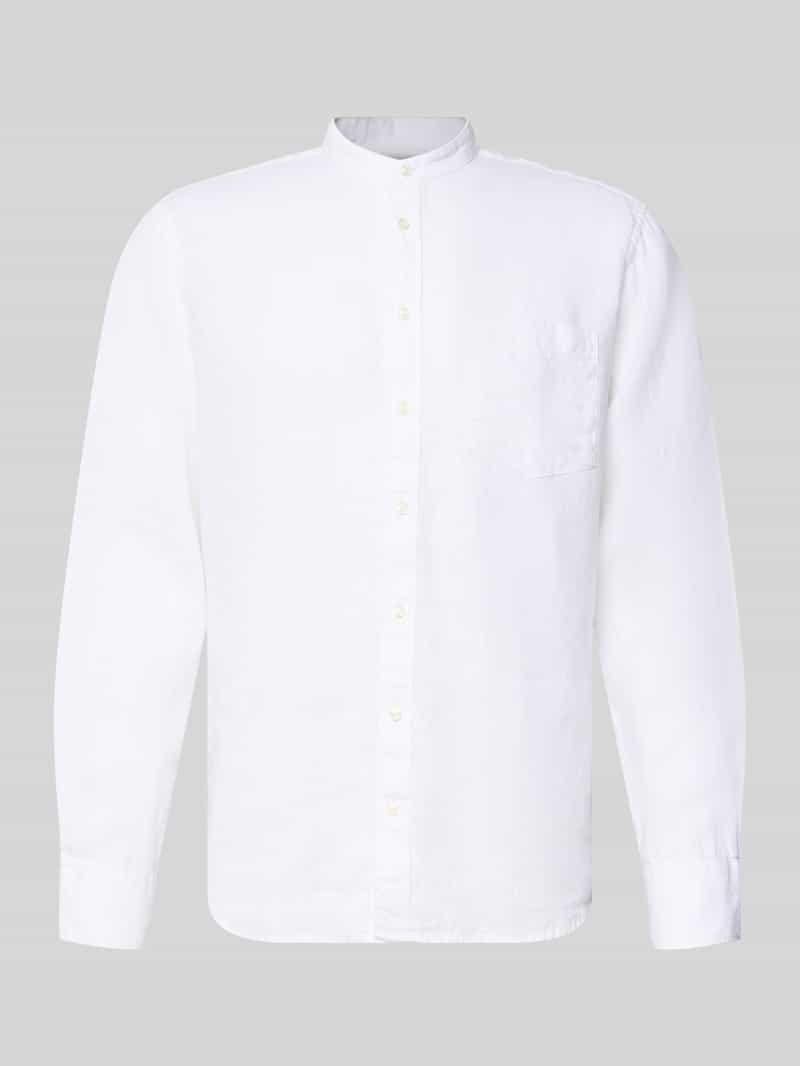 Koszula casualowa o kroju regular fit z czystego lnu ze stójką