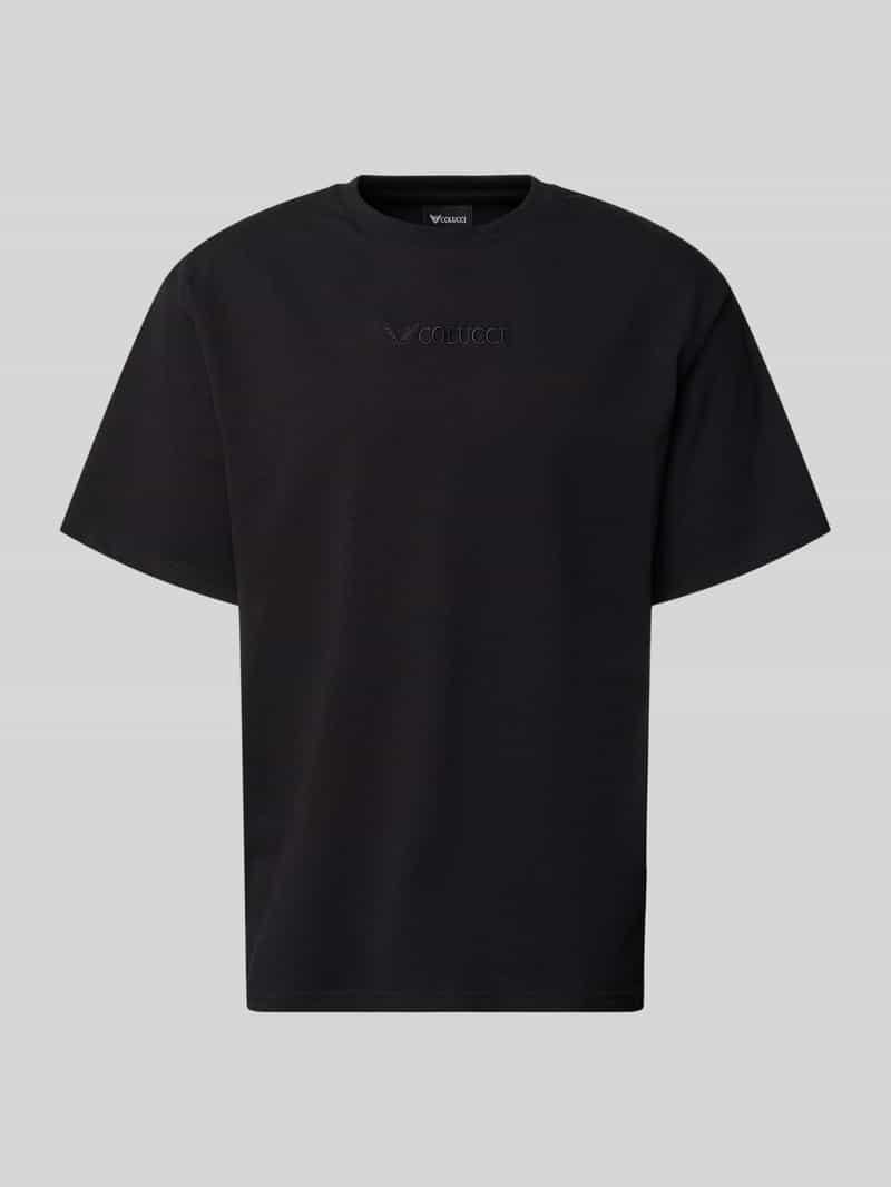 t-shirt o kroju relaxed fit z wyhaftowanym logo model 'Ikarus'