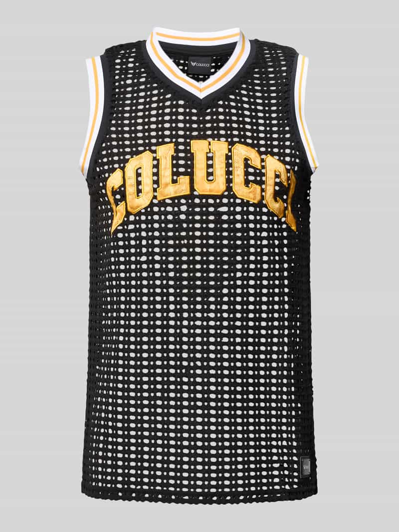 Koszulka bez rękawów o kroju relaxed fit w półprzezroczystym designie