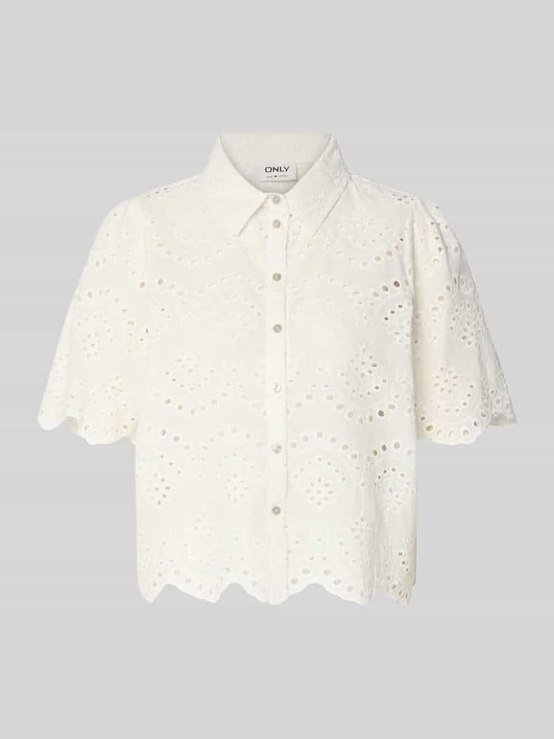 Bluzka o luźnym kroju z haftem angielskim model 'VALAIS'