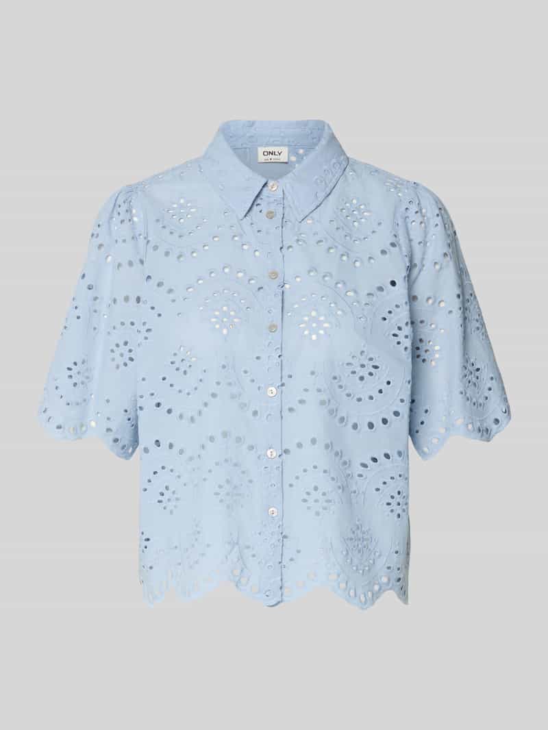 Bluzka o luźnym kroju z haftem angielskim model 'VALAIS'