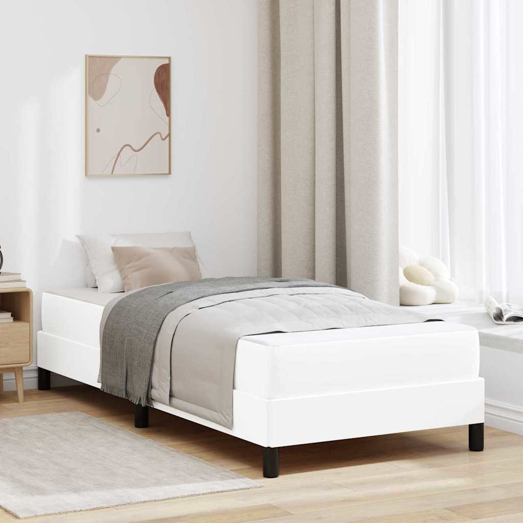 VidaXL Ramka łóżka z materacem Czysta Biała 100 x 200 cm tkanina