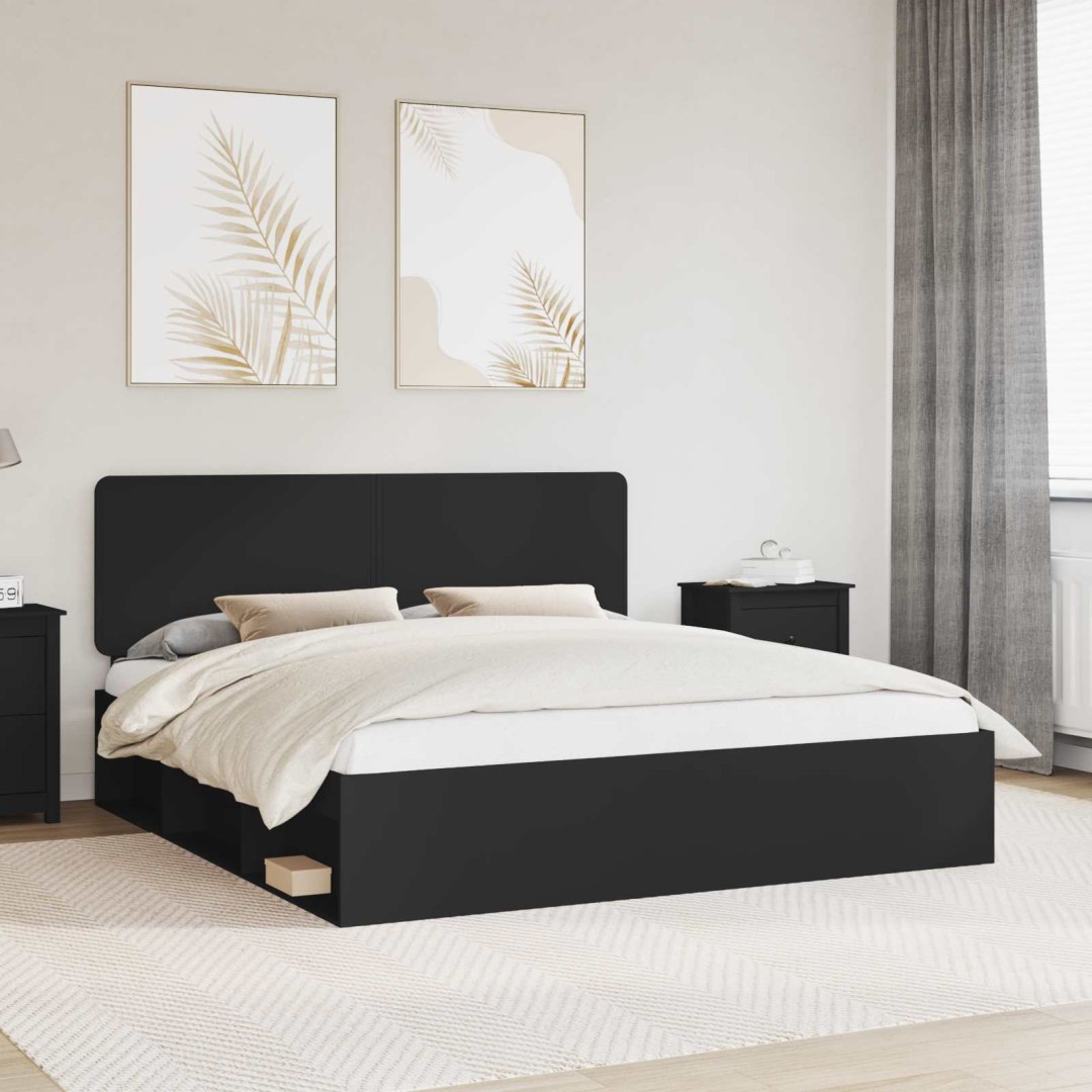 VidaXL Ramka łóżka Czarny 180 x 200 cm Lite drewno sosnowe