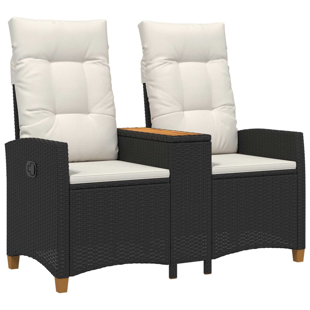 VidaXL Leżanka z stolikiem Czarny i kremowo-biały 126 x 65 x 112 cm