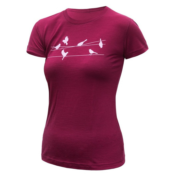 Damska koszulka Sensor Merino Active Songbirds Rozmiar: S / Kolor: różowy