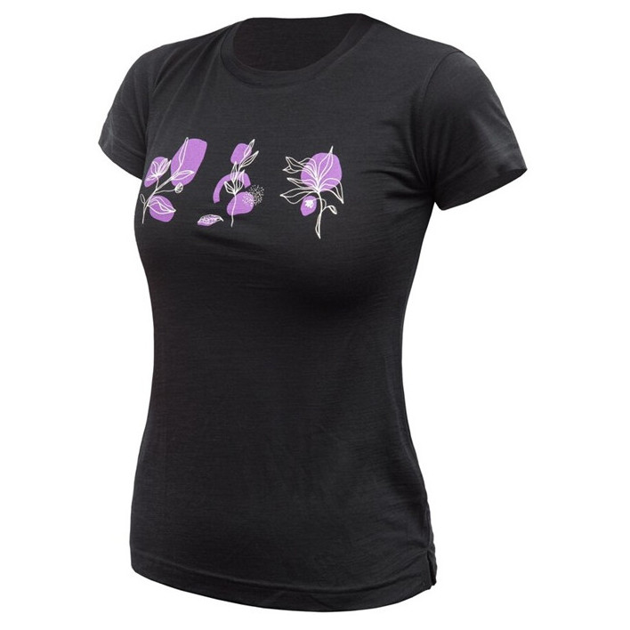 Damska koszulka Sensor Merino Air Bloom Rozmiar: S / Kolor: czarny