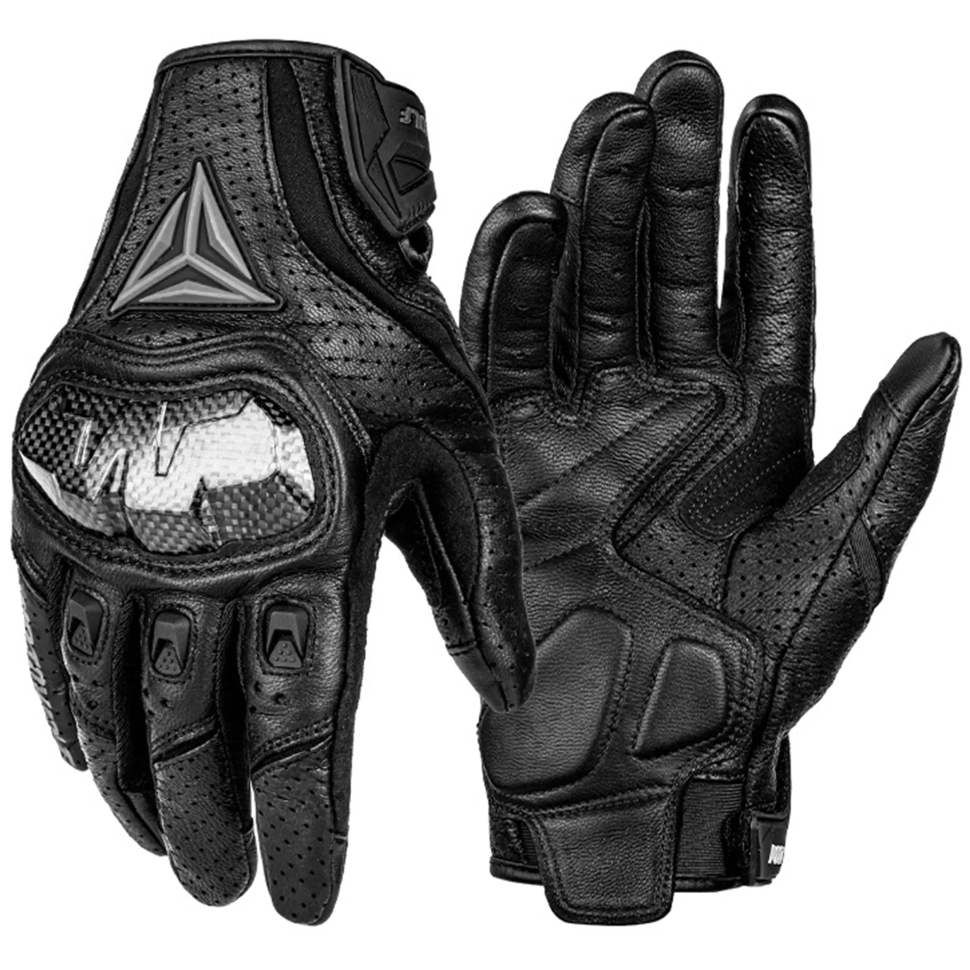 Rękawice motocyklowe (M) MOTOWOLF MDL 0305 – z długimi palcami, oddychające, skóra naturalna+ Kevlar, dotykowe, antypoślizgowe, na rzep, Czarne