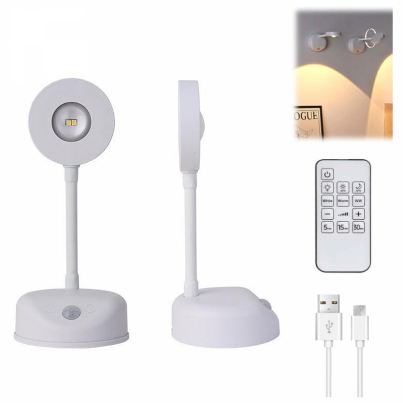 Bezprzewodowa lampa ścienna z pilotem, bezprzewodowa kinkiet z 3 trybami oświetlenia, oświetlenie obrazu z możliwością ładowania przez USB