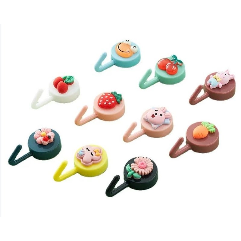 （Brzoskwiniowy）10 szt. uroczych samoprzylepnych haczyków, haczyków ściennych w kształcie kwiatów i owoców, do szlafroka, płaszcza, ręcznika, kapelusza