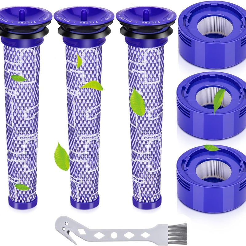 Filtr do odkurzacza Dyson V8, 3 filtry wstępne i 3 filtry końcowe do odkurzacza Dyson V8 V7 Absolute Animal Motorhead, zamiennik części