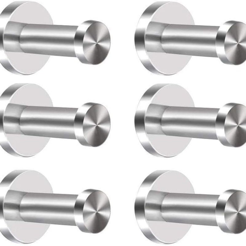 Zestaw 6 haczyków ze stali nierdzewnej na płaszcze, chromowane wieszaki ścienne na ręczniki