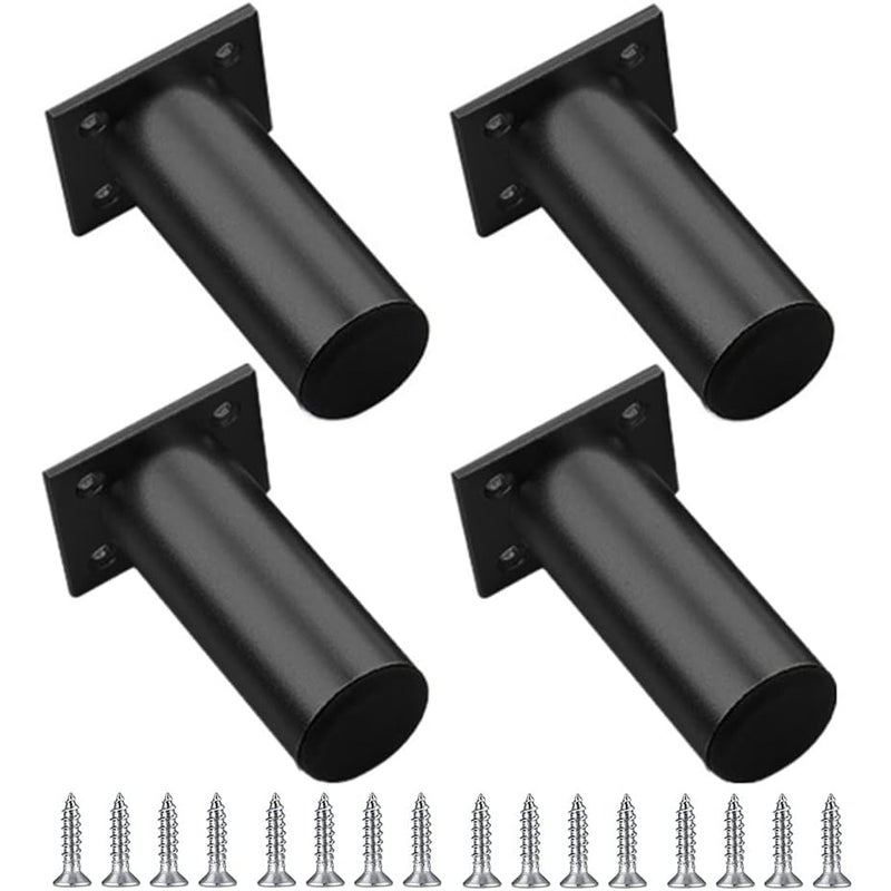 Zestaw 4 regulowanych nóg meblowych o wysokości 8 cm, stałe metalowe nogi do mebli, stół, kuchnia, szafa, sofa, krzesło, biurko (czarne).