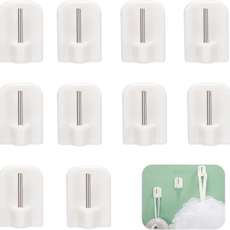 10 szt. Haczyków Samoprzylepnych, Haczyki Klejące, Uchwyty na Karnisze, Haczyki Samoprzylepne do Karniszy bez Wiercenia