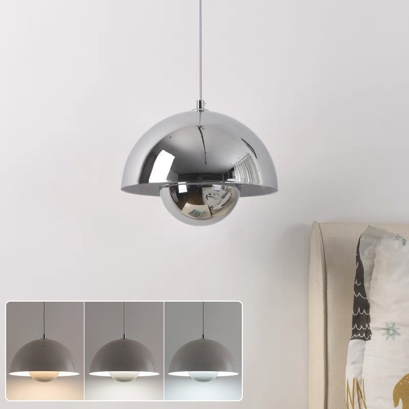 Lampa, nowoczesna zawieszenie, plafon z żarówką, lampa wisząca z metalu, 3 temperatury barwowe, 23 cm (chrom)