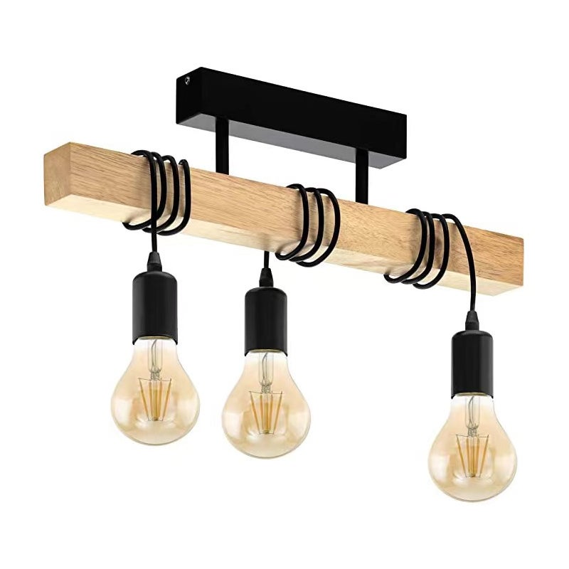Lampa sufitowa z 3 głowicami, vintage, rustykalna, metalowa, oświetlenie wyspy, regulowana wysokość, 55 cm