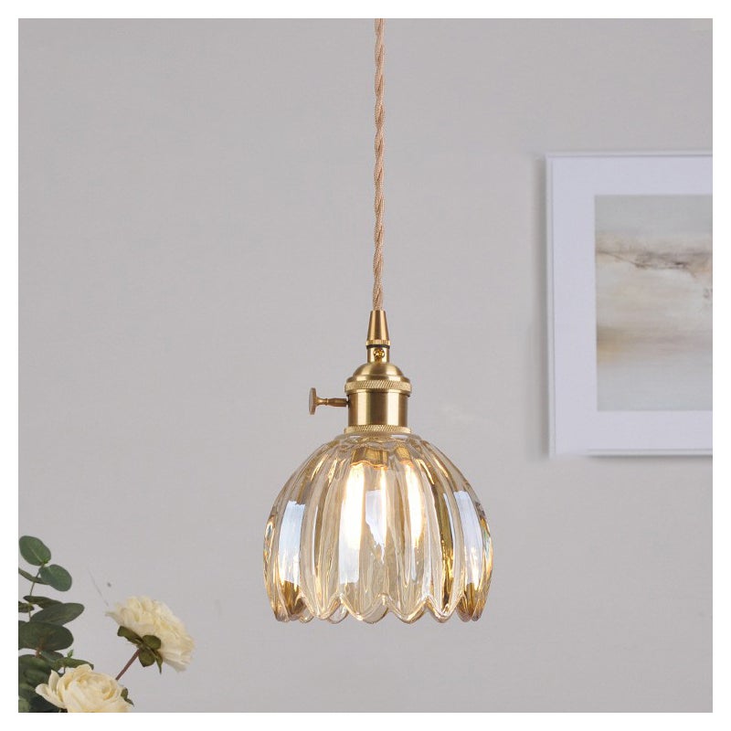 Lampa wisząca, vintage, sufitowa lampa metalowa z kloszem ze szkła, lampy wiszące, dekoracyjny żyrandol w kwiaty