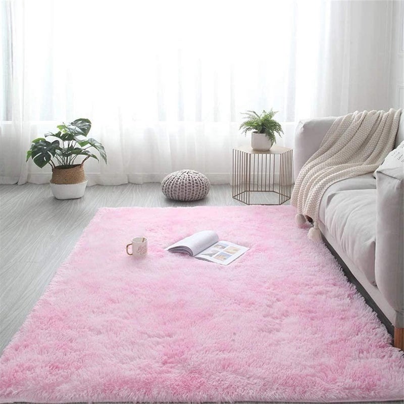 Shaggy dywanik 60x160 cm jasnoróżowy, puszysty dywanik z długim włosiem, antypoślizgowy, do salonu, sypialni, korytarza, miękki i wygodny, idealny dla