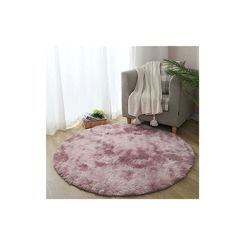 Dywanik podłogowy, okrągły dywanik Tie-dye, dywanik z gradientem koloru, viralowy produkt, dywanik z długim włosiem przy łóżku, dekoracja pokoju - 60*