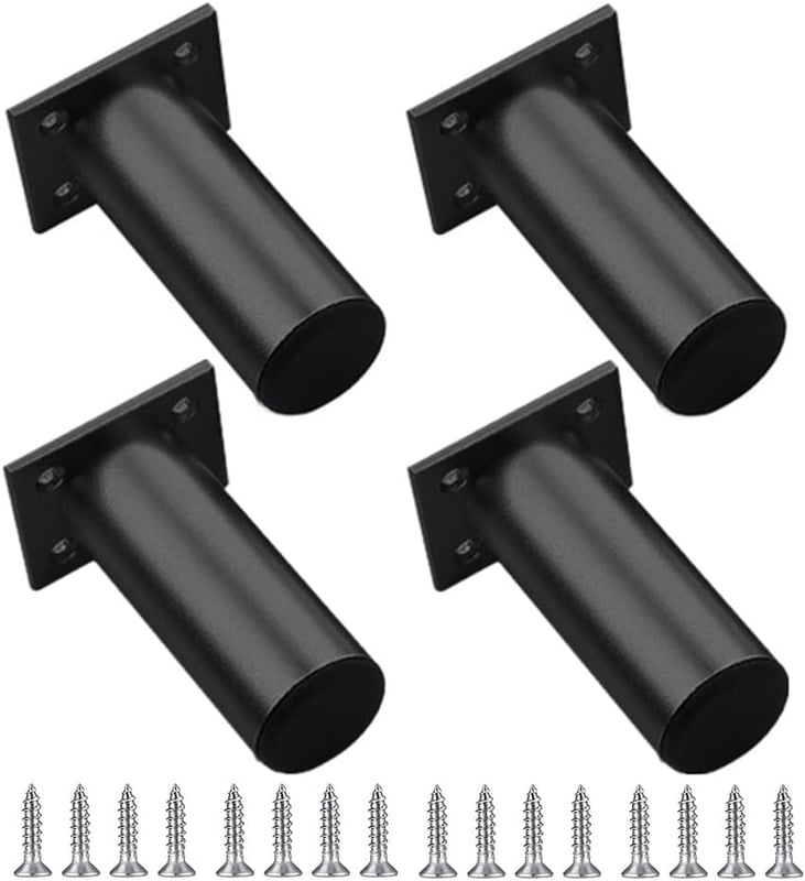 Zestaw 4 regulowanych nóg meblowych o wysokości 8 cm, stałe metalowe nogi do mebli, stół, kuchnia, szafa, sofa, krzesło, biurko (czarne).