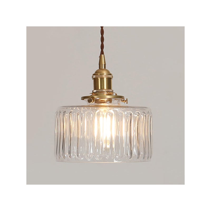 Lampa wisząca LED - Industrialny żyrandol w stylu vintage z mosiężną ramą i szklanym kloszem - Regulowana wysokość - Do salonu, biura, restauracji (ża