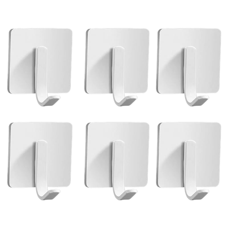 Haczyki samoprzylepne - zestaw 6 haczyków na ręczniki/płaszcze, haczyki ścienne do przyklejenia w łazience lub kuchni