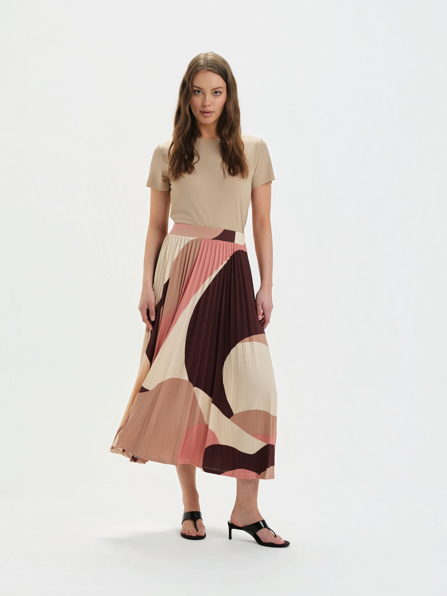 Plisowana spódnica midi z printem