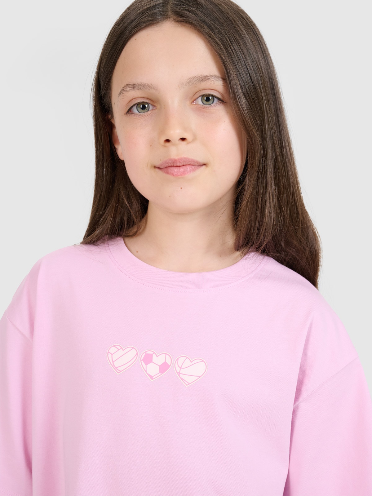 4F T-shirt oversize z nadrukiem dziewczęcy - różowy 152 (11-12 lat)
