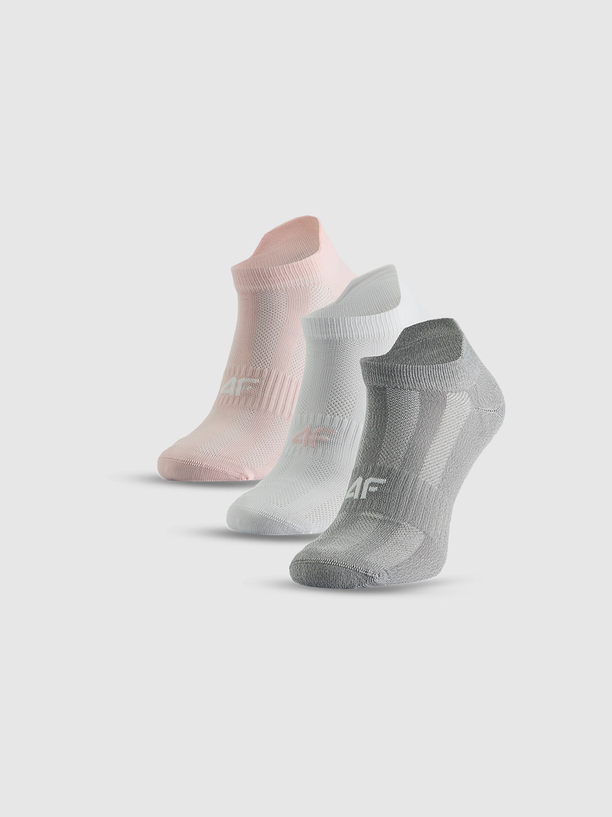 4F Skarpetki treningowe krótkie (3-pack) damskie - szare+białe+różowe 39-42