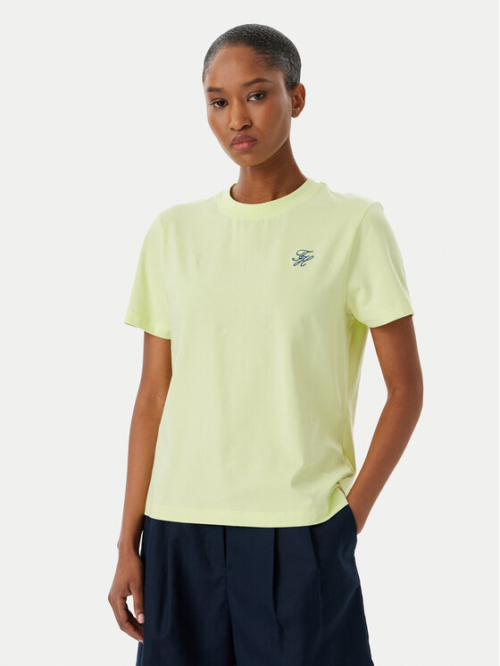 Tommy Hilfiger T-Shirt Logo Embroidery WW0WW48699 Żółty jasny Regular Fit