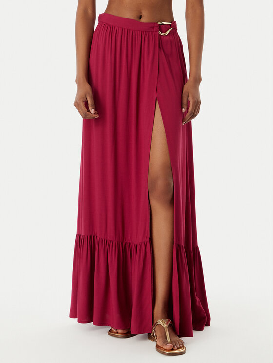 Guess Spódnica plażowa E6GD06 WH3X2 Bordowy Regular Fit