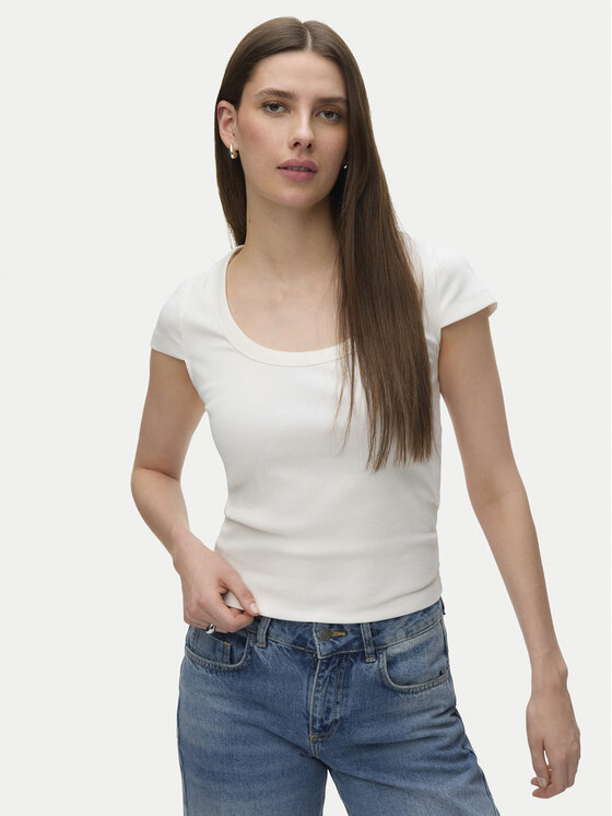 Vero Moda T-Shirt Chloe 10344953 Biały Slim Fit