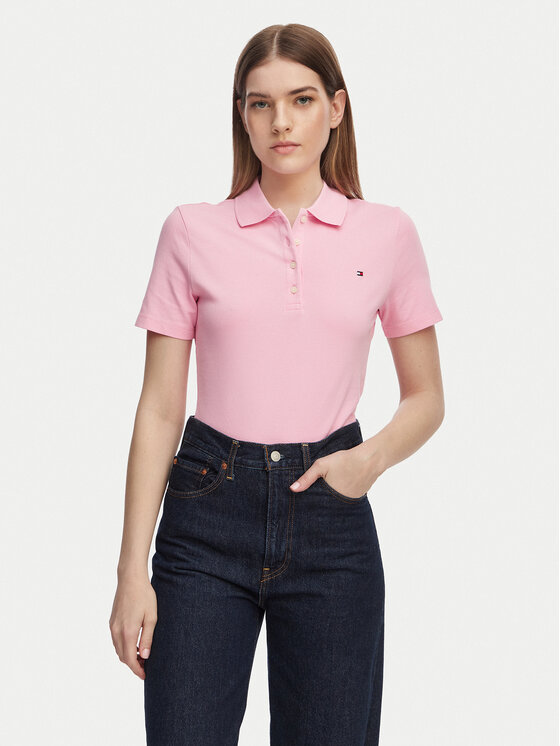 Tommy Hilfiger Polo 1985 WW0WW43225 Różowy jasny Slim Fit