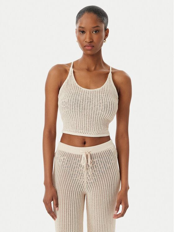 Guess Top E6GR00 Z5371 Beżowy jasny Regular Fit