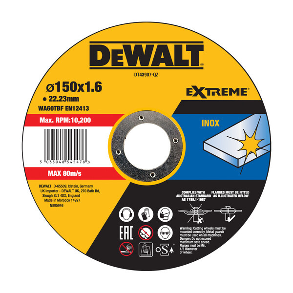 DeWalt Tarcza tnąca do stali nierdzewnej 150x1,6x22,23mm DT43907-QZ