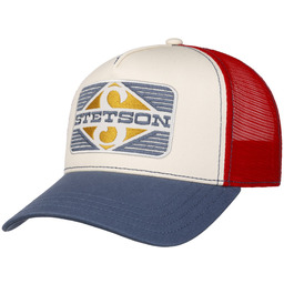 Czapka Trucker Rhombus by Stetson, niebiesko-czerwony, One Size Small