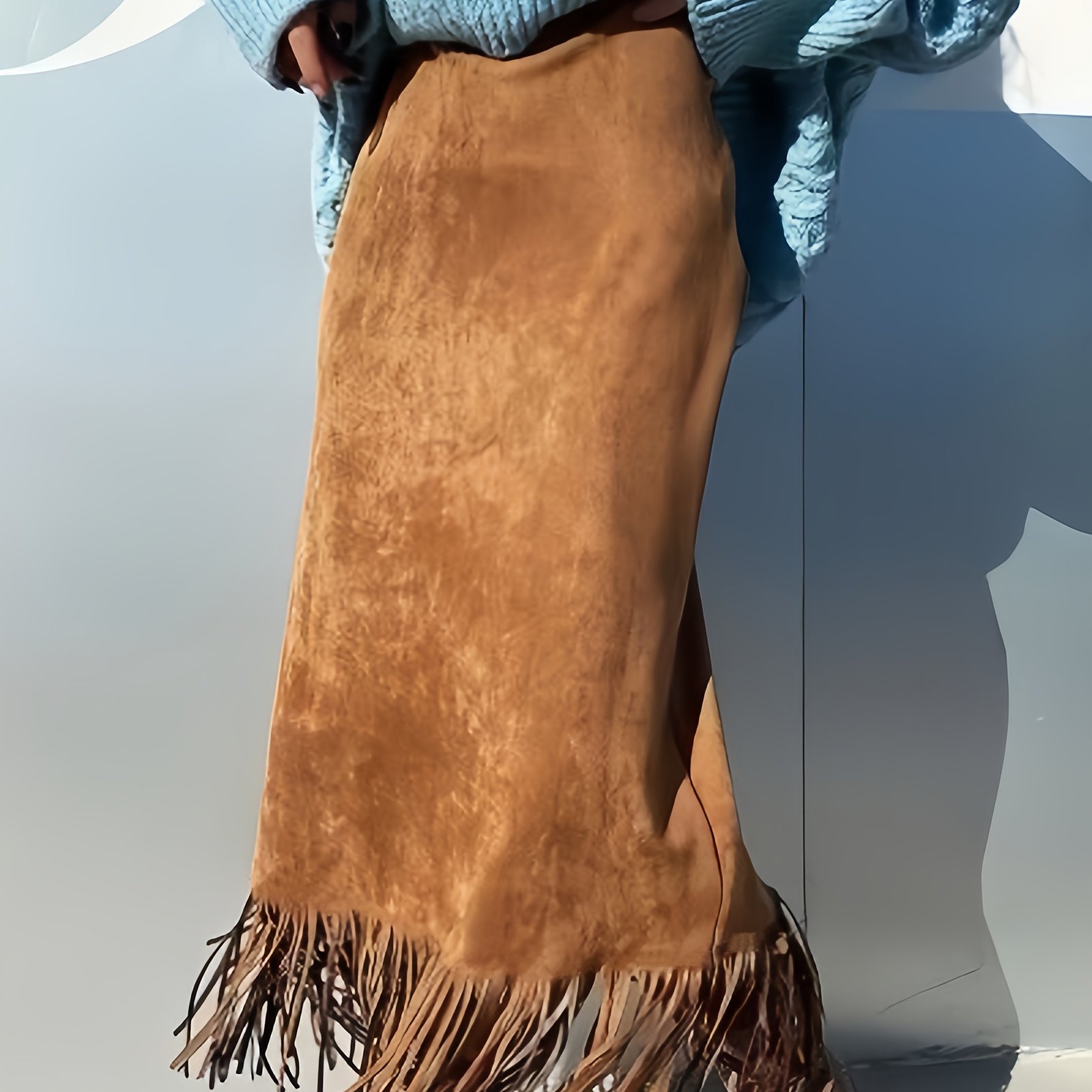 TEMU Elegancka, aksamitna spódniczka midi z frędzlami to stylowa, vintage, uniwersalna i idealna na co dzień przez cały rok.