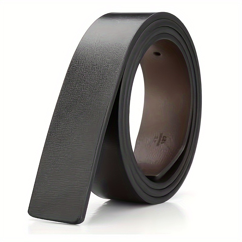 TEMU Nowy męski pasek z prawdziwej i sztucznej skóry, dwustronny design, męski modny pasek bez klamry, wysokiej jakości czarno-brązowy dwukolorowy