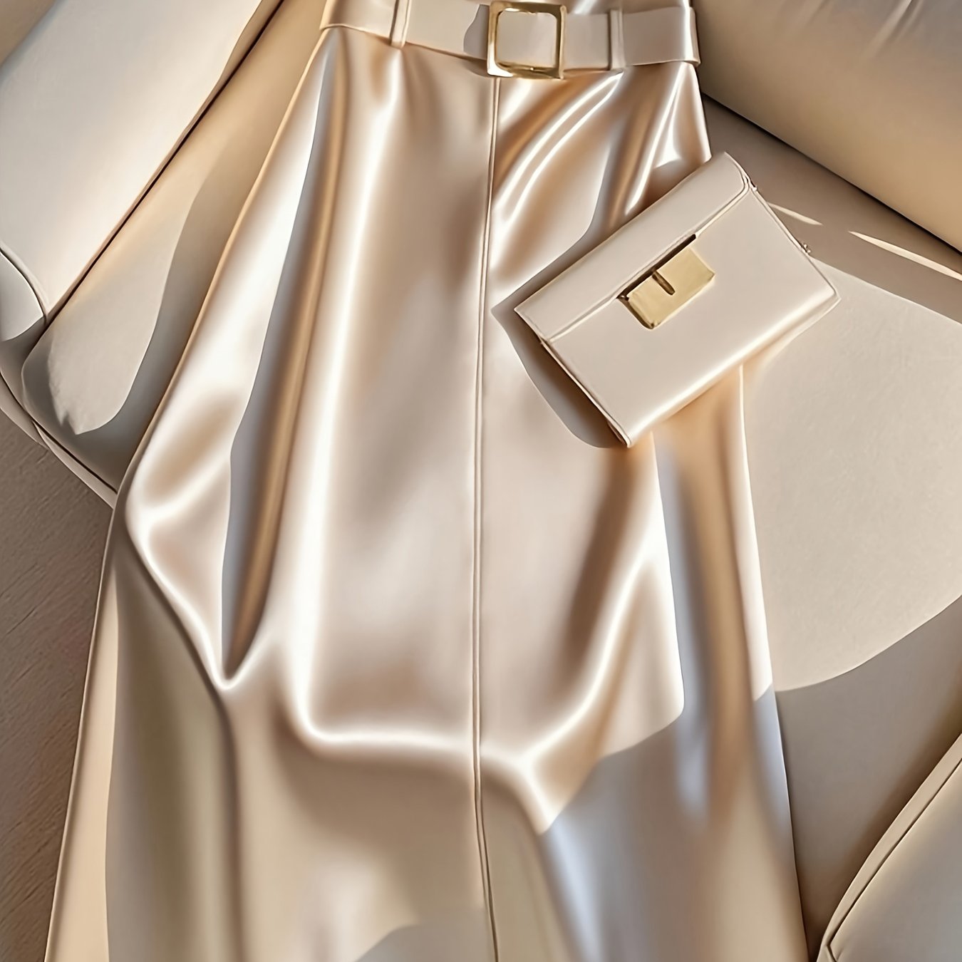 TEMU Marka 'Circle' oferuje stylową i elegancką spódnicę w kształcie litery A z satyny w jednolitym kolorze, idealną do dojazdów do pracy, na