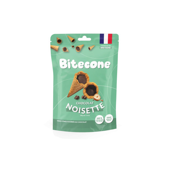 Bitecone Mini rożki z nadzieniem z orzechów laskowych i czekolady mlecznej, 100 g