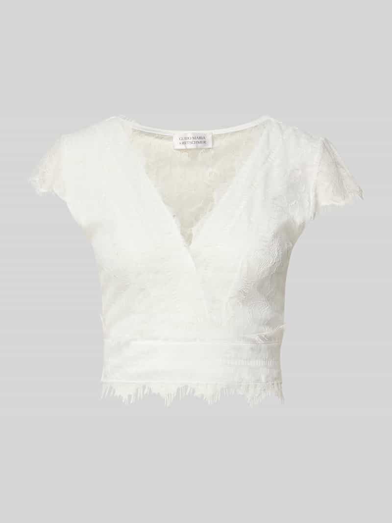 Góra z koronki o krótkim kroju z dekoltem w serek model 'Esma'