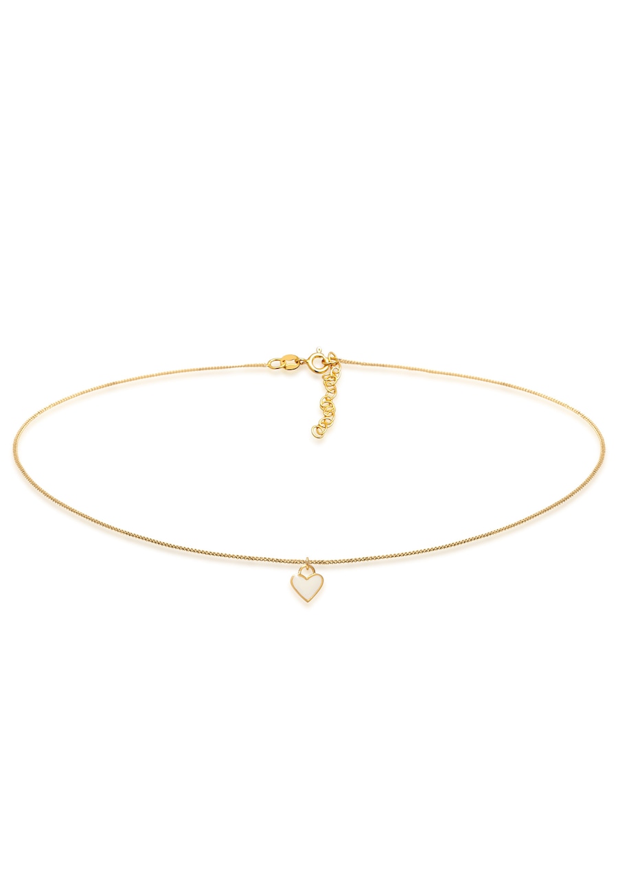 Elli Damski Choker serce wisiorek Trend Bloger z Emalią w srebrze próby 925 Sterling Silver Naszyjniki 1 ct