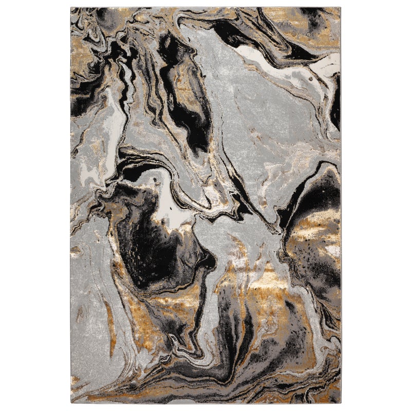 Dywan Century New Kamień 80x150 cm czarno-srebrno-złoty